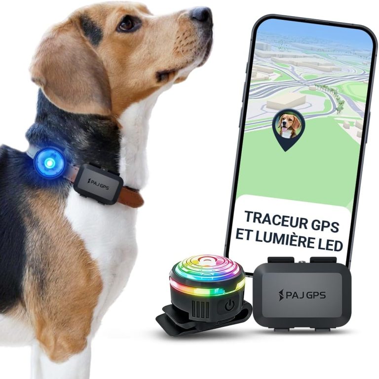 PAJ Traceur GPS 4G Mini + LED pour Petits Chiens, INCL. 3 Mois, Alerte Anti-Fugue, Suivi en Temps Réel, 100% Étanche