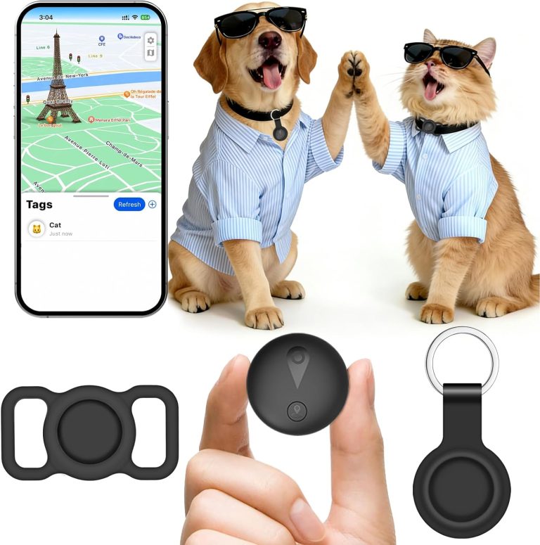 Collier GPS Chat, GPS Chien avec Suivi de Localisation en Temps Réel, Mini Traceur Chat, Traceur Chien sans Abonnement, Compatible iOS/Android